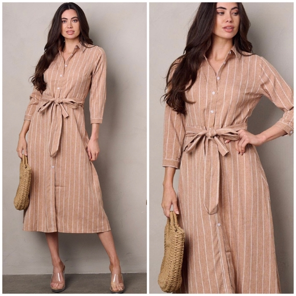 LAST 1❗️Chic Feminine Shirt Midi Dress - Picture 4 of 5